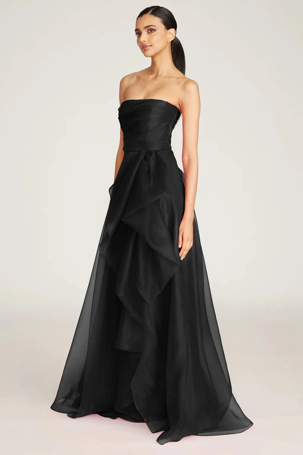 Teresa Strapless Draped Gown - Black