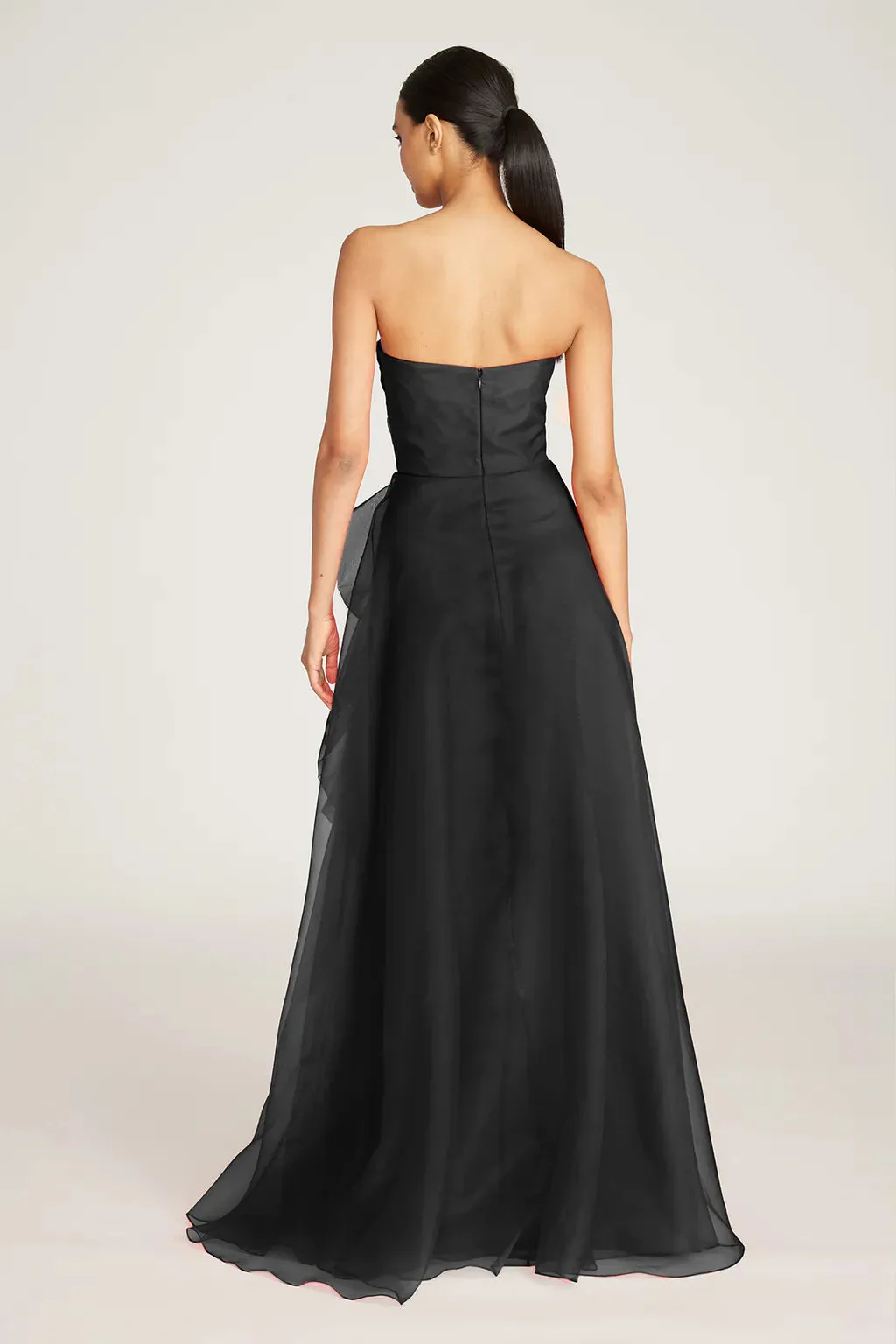 Teresa Strapless Draped Gown - Black