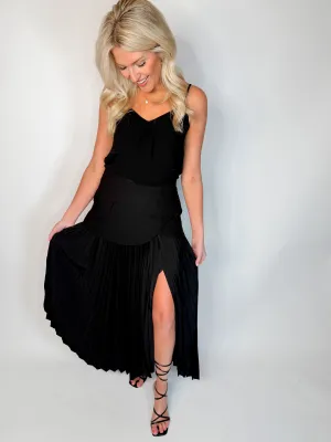 The Noir Elegance Pleated Skirt