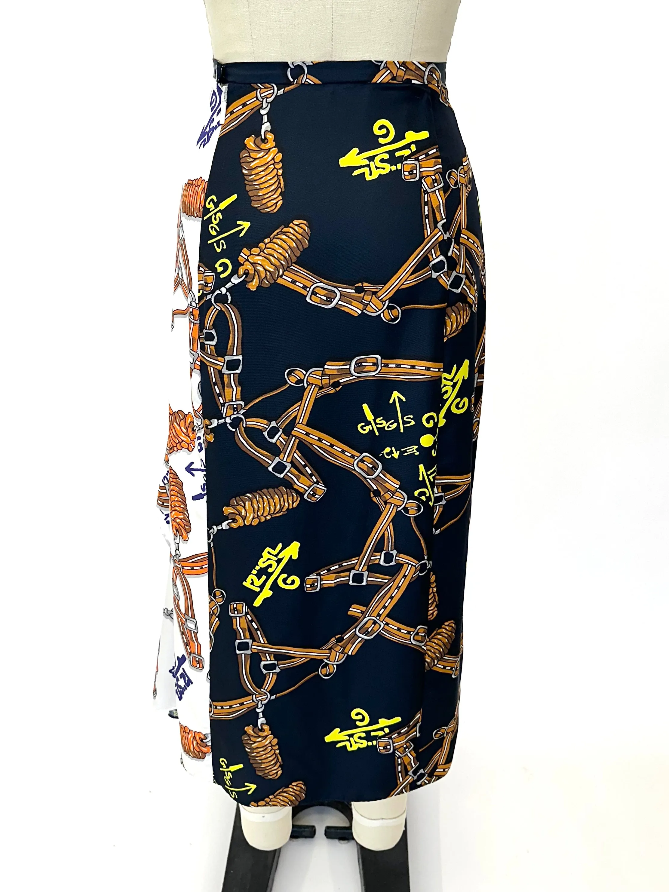 Tibi Silk Horse-Bit Print Skirt