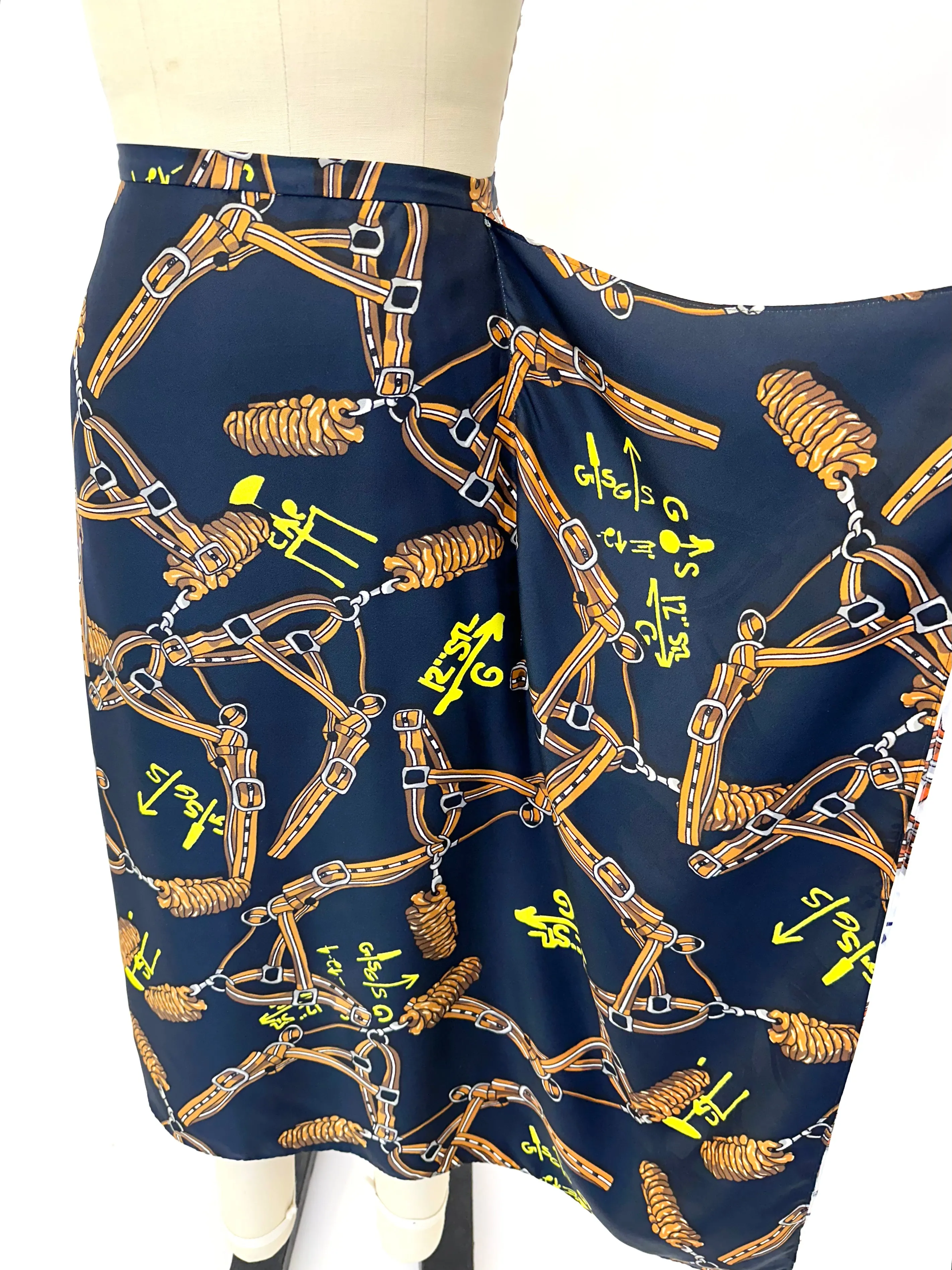 Tibi Silk Horse-Bit Print Skirt