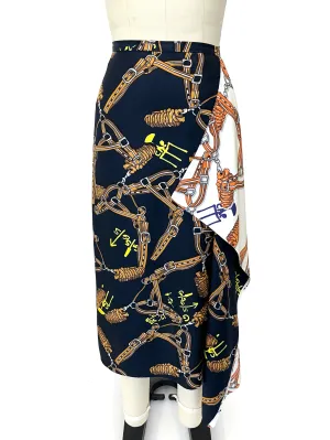 Tibi Silk Horse-Bit Print Skirt