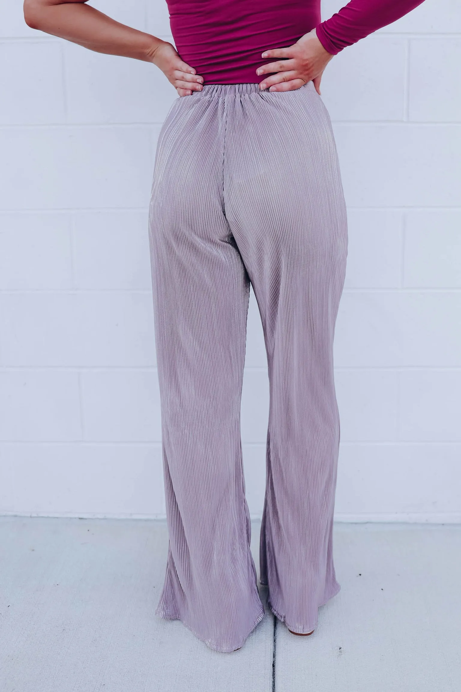 Tinsel Detail Flare Pants - Silver/Mauve