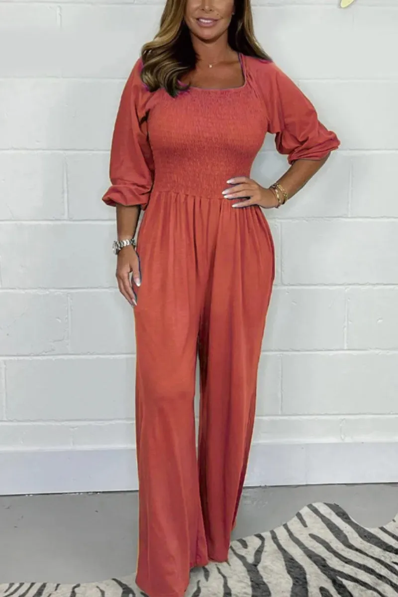 TNF4195 Long Sleeves Ruched Jumpsuit