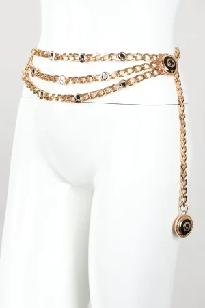 Triple-Strand Enamel Logo Chain Belt