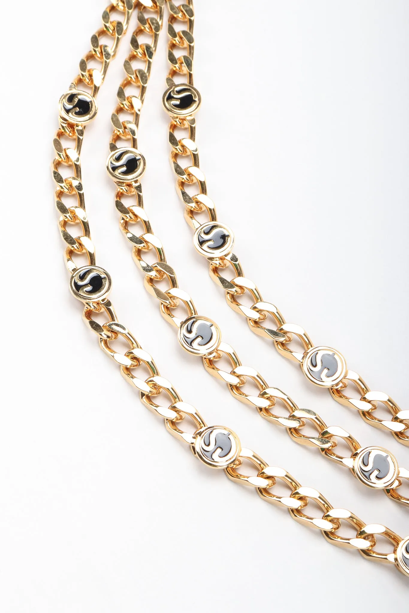 Triple-Strand Enamel Logo Chain Belt