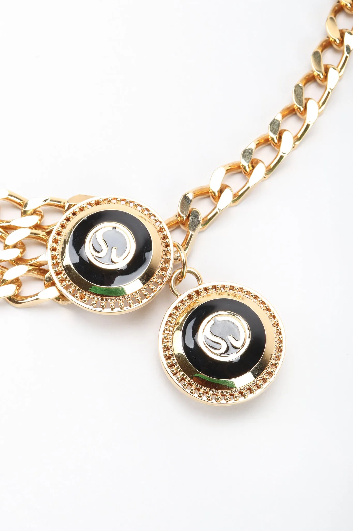 Triple-Strand Enamel Logo Chain Belt