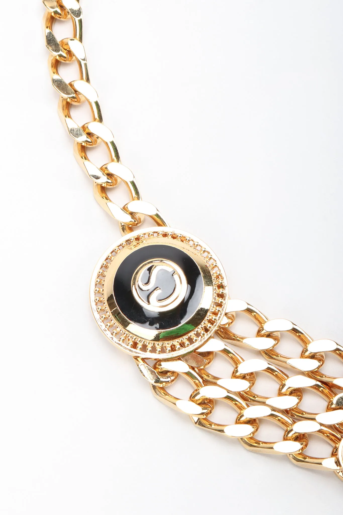 Triple-Strand Enamel Logo Chain Belt