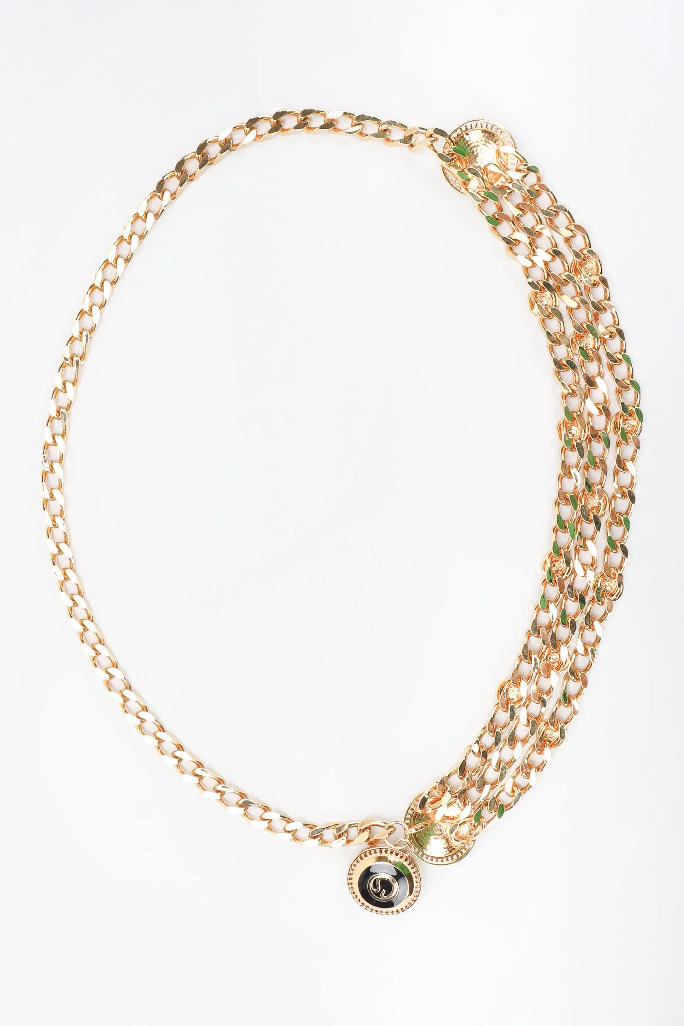 Triple-Strand Enamel Logo Chain Belt