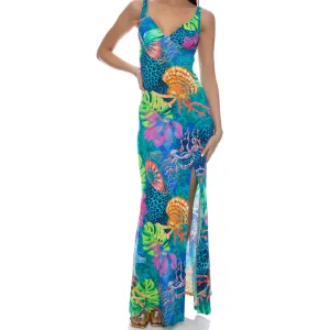 TROPICAL SIREN - Plunge Long Dress