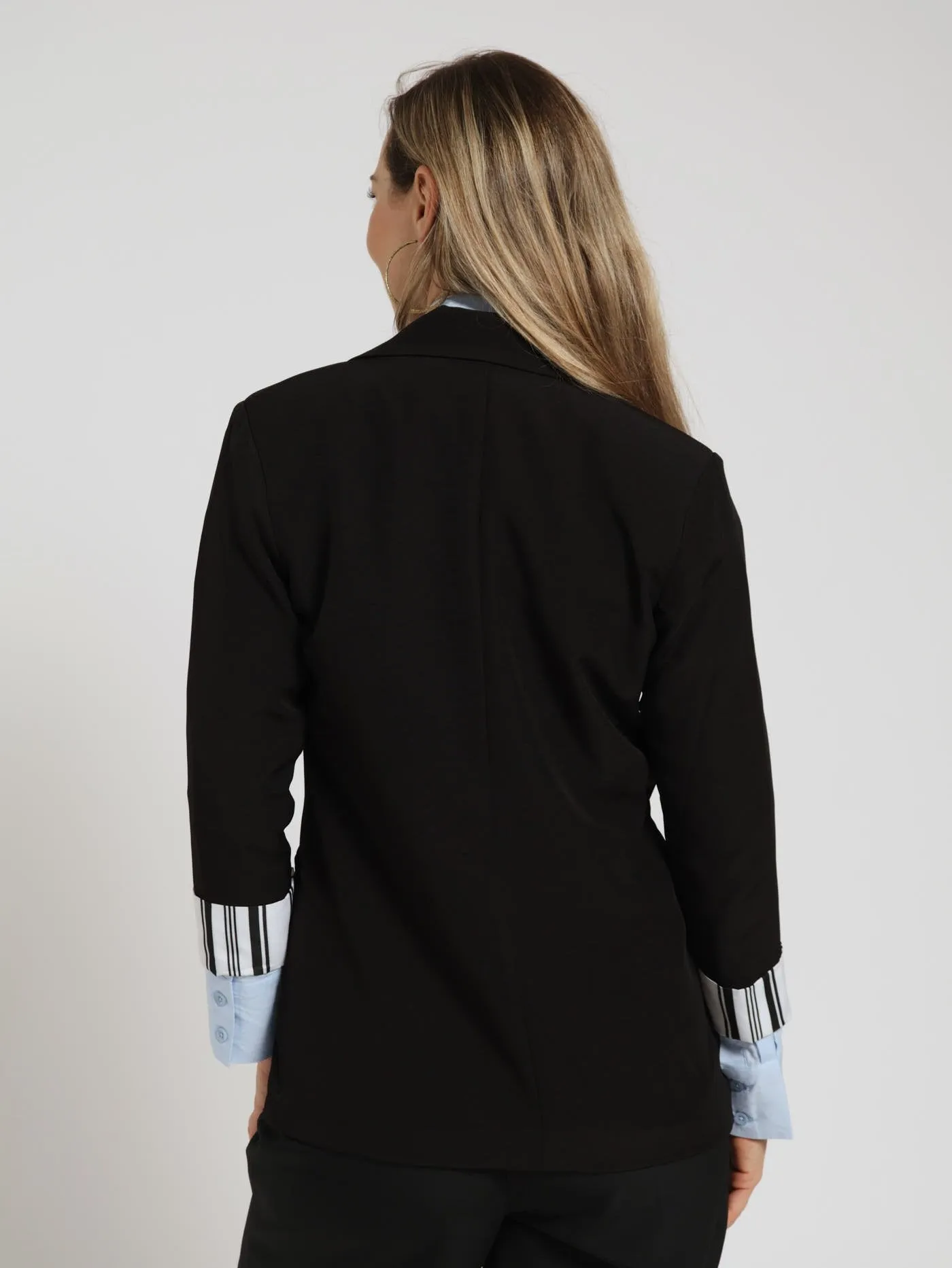 Turn Up Constrast Blazer - Black