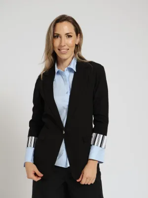 Turn Up Constrast Blazer - Black