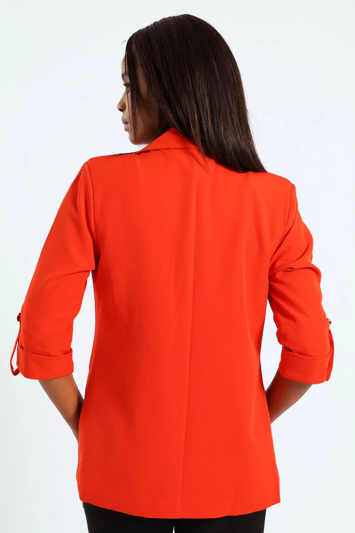 Turn Up Tab Blazer - Red