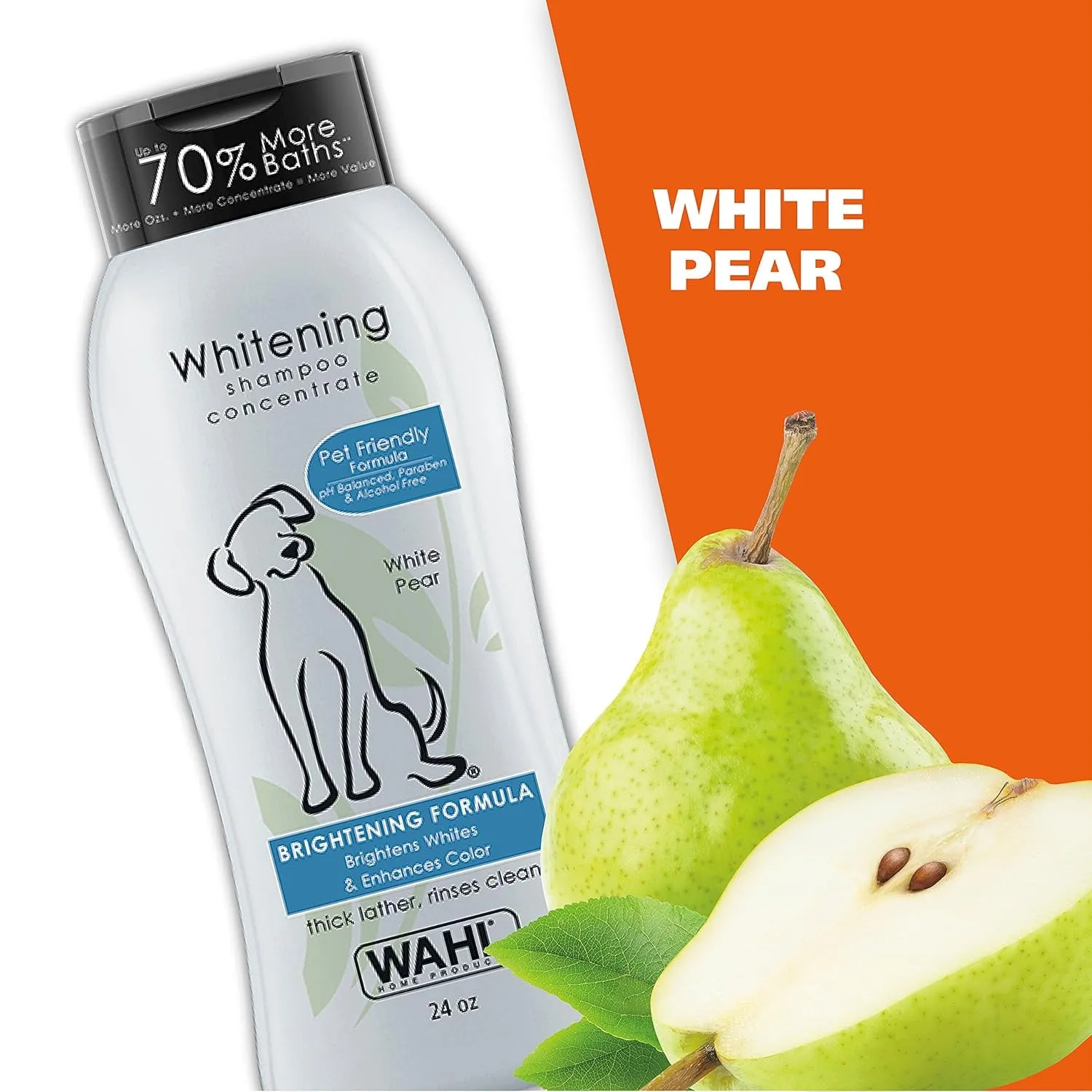 USA Whitening Shampoo White Pear Scent for Pets – Whitening & Animal Odor Control with Silky Smooth Results for Grooming Dirty Dogs – 24 Oz - Model 820001A