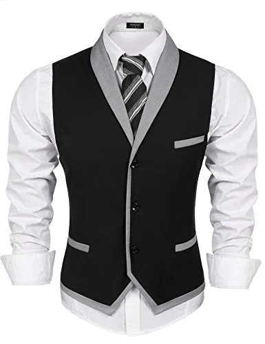 V-Neck Slim Fit Dress Vest for Men