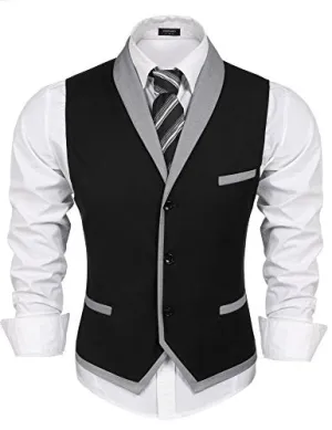 V-Neck Slim Fit Dress Vest for Men