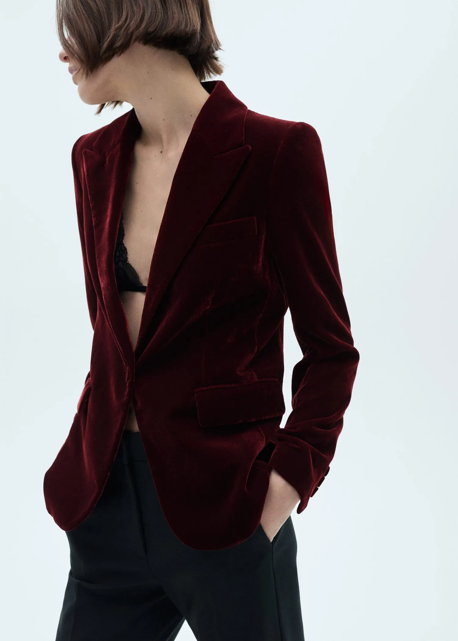 Velvet blazer - Dark Red