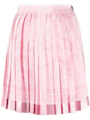 VERSACE Baroque Pleated Silk Mini Skirt