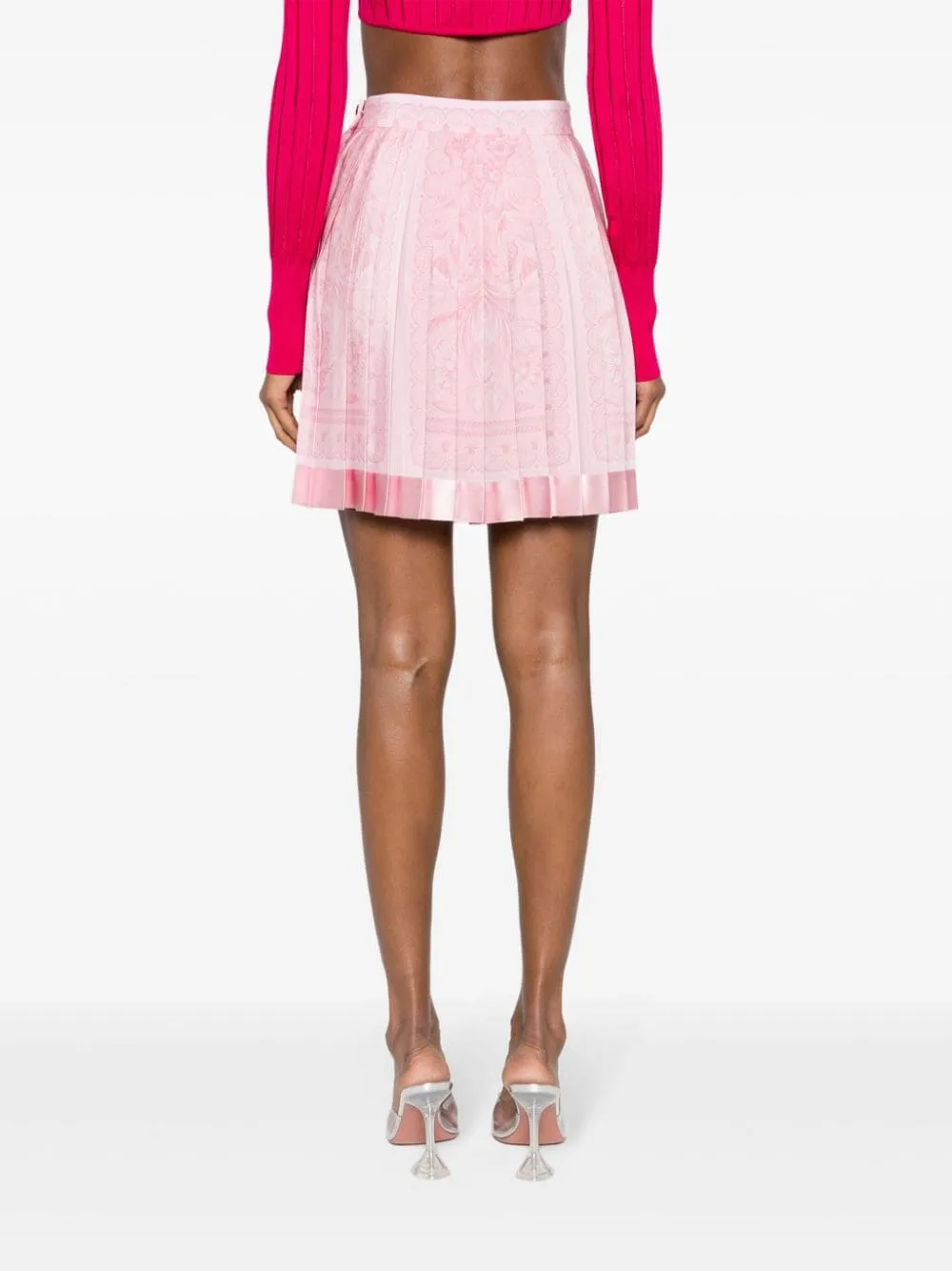 VERSACE Baroque Pleated Silk Mini Skirt