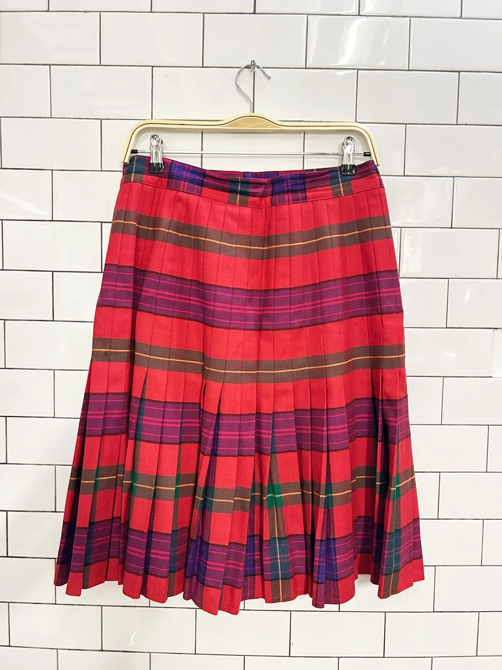 vintage 90s peter nygard wool tartan pleated skirt