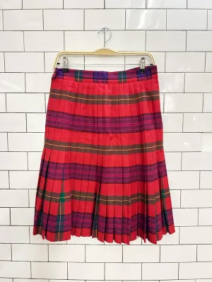 vintage 90s peter nygard wool tartan pleated skirt