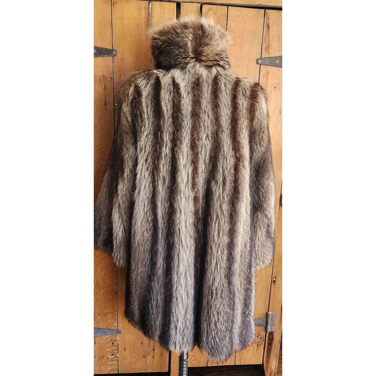 Vintage Fur Coat Silver Tipped Raccoon Hip Length Revillon M SATC