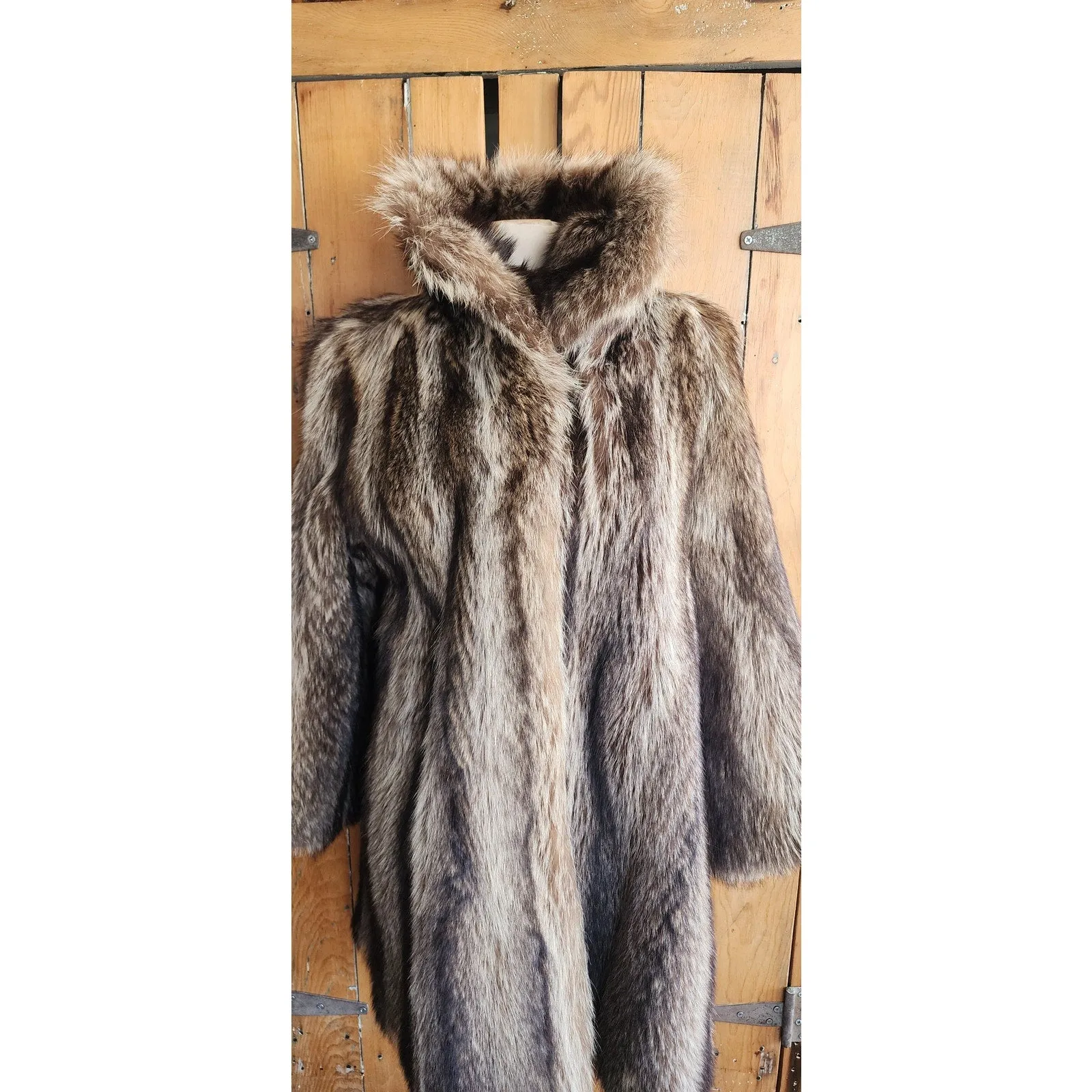 Vintage Fur Coat Silver Tipped Raccoon Hip Length Revillon M SATC