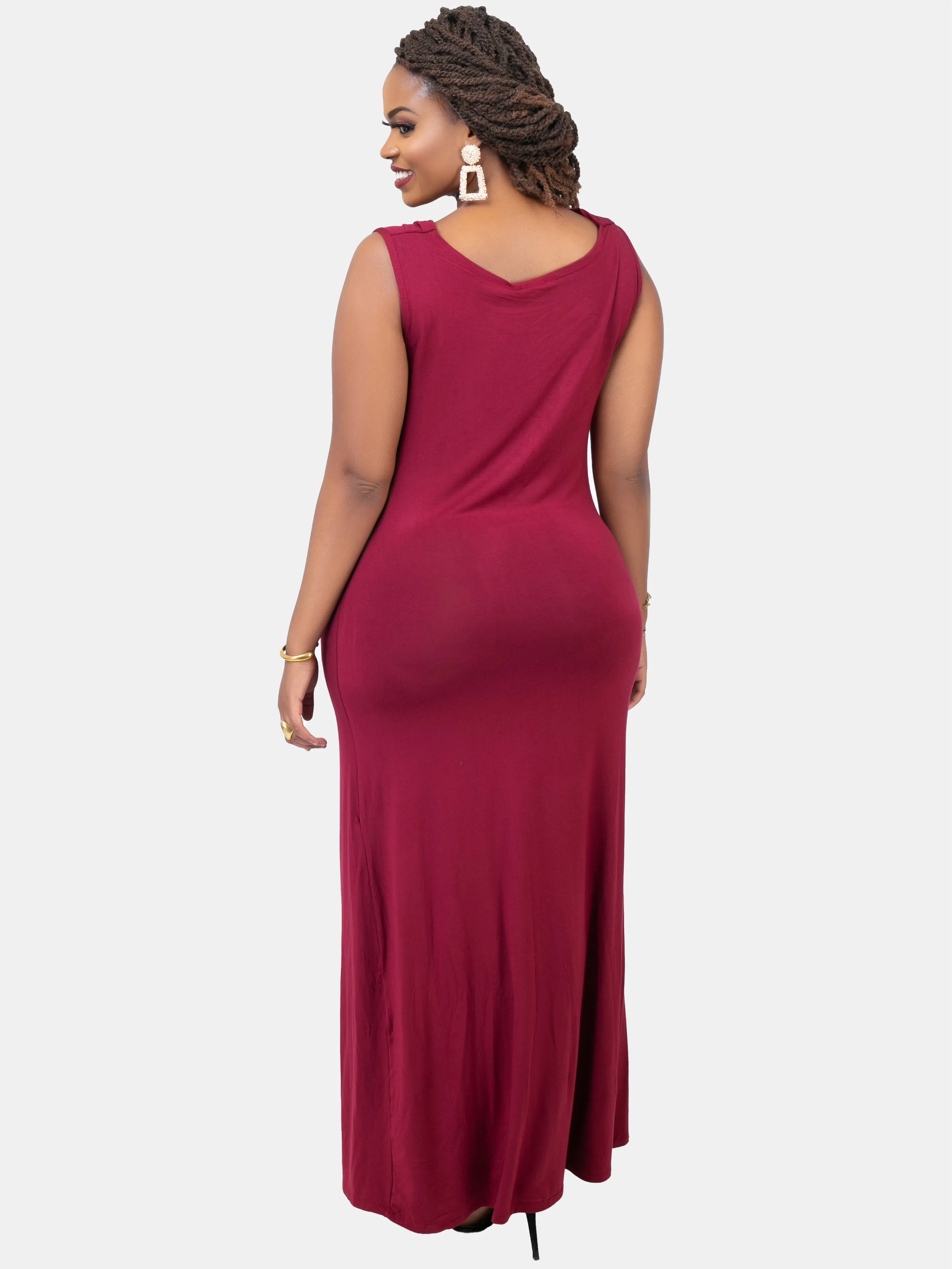 Vivo Glenda Cowl Maxi Dress - Maroon