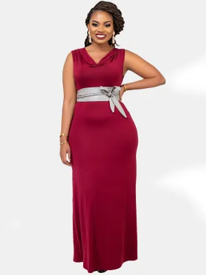 Vivo Glenda Cowl Maxi Dress - Maroon
