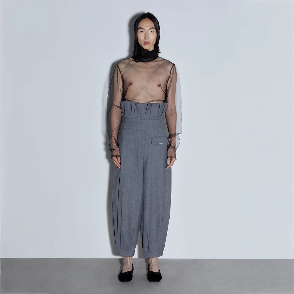 Waist-Pleated Suit Pants