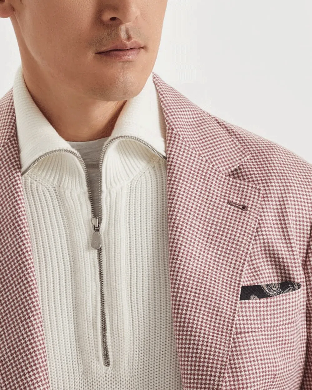 White and Red Houndstooth Sportcoat