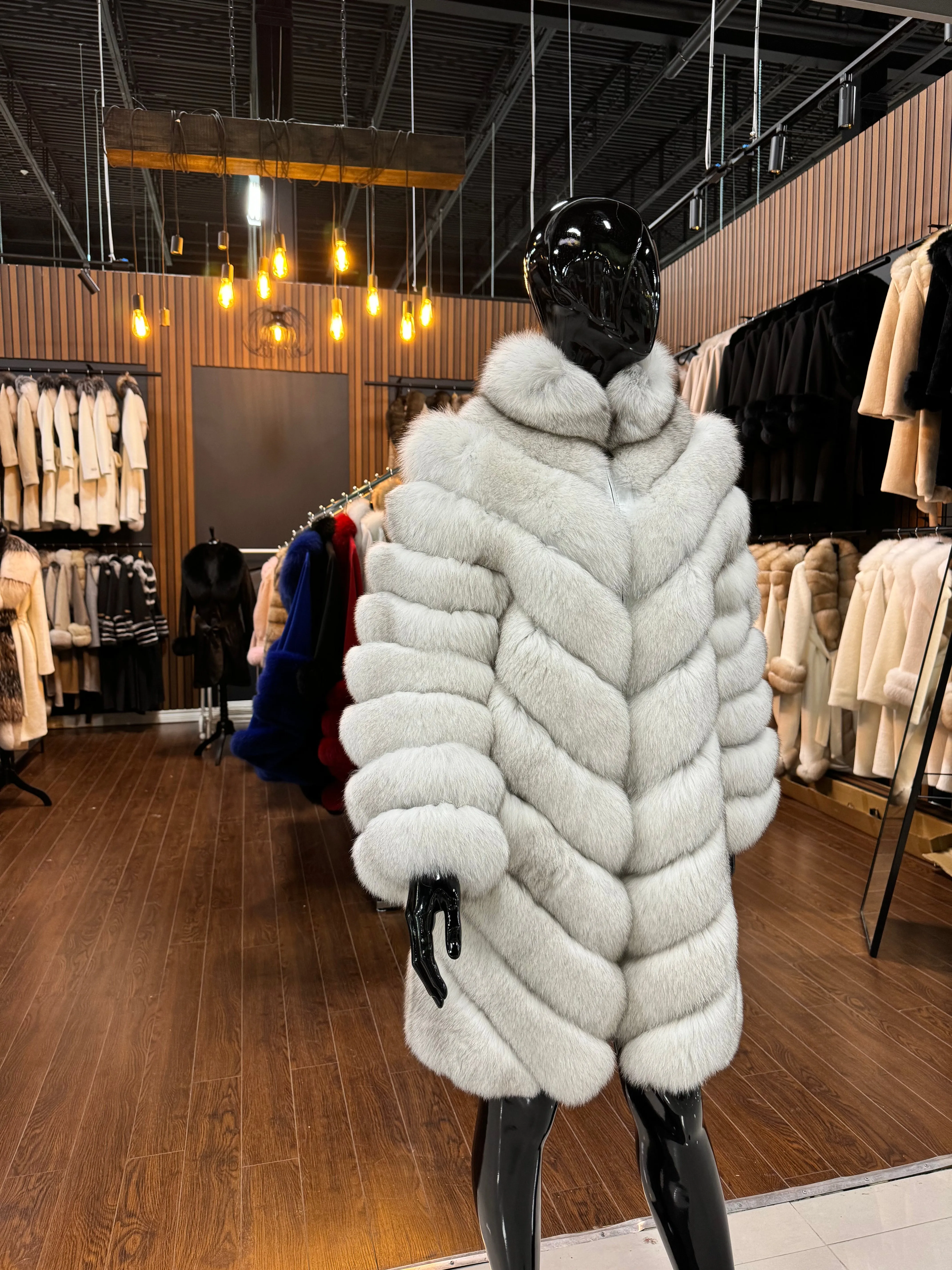 WHITE FOX FUR COAT-SKU 1021