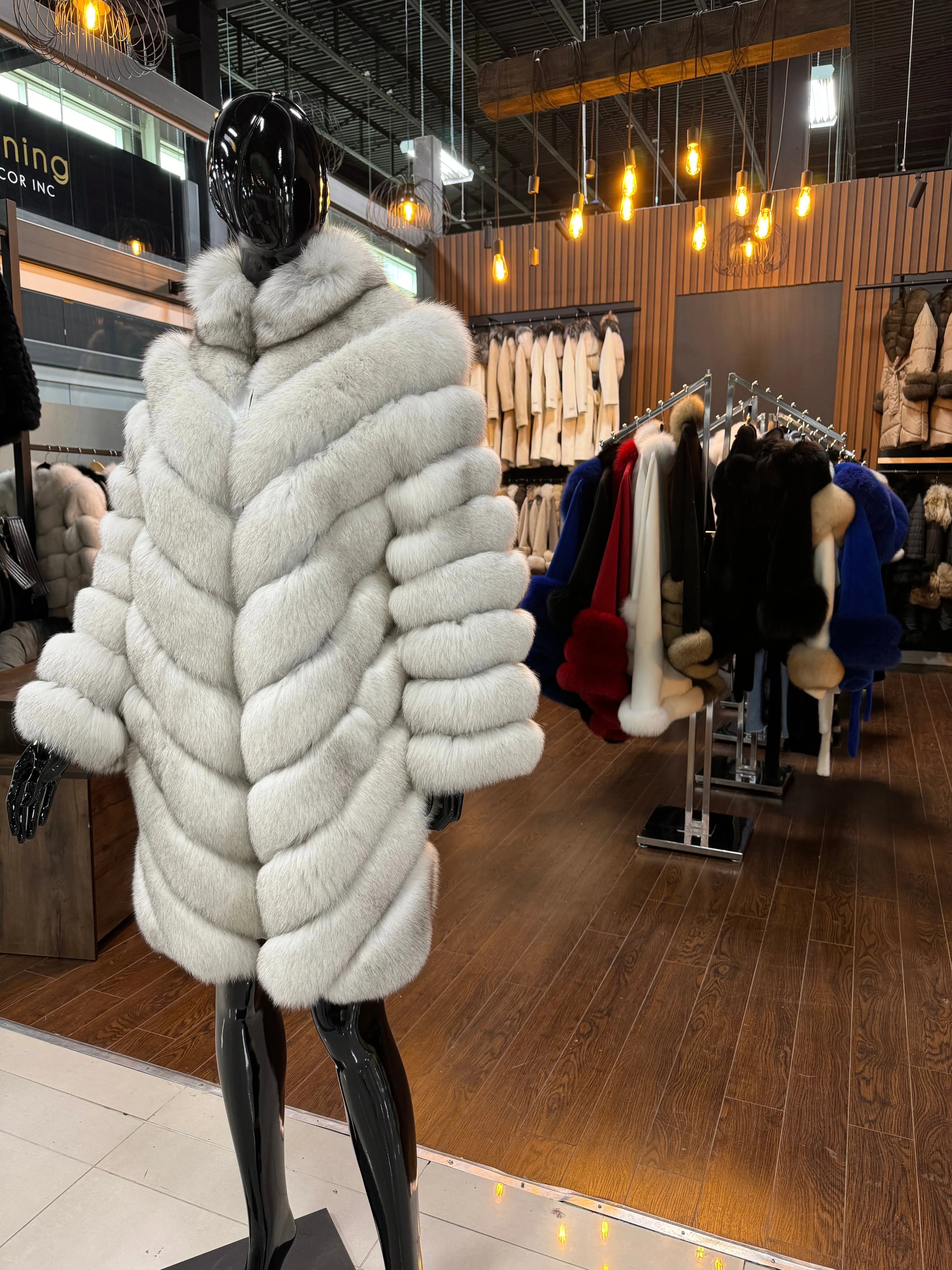 WHITE FOX FUR COAT-SKU 1021