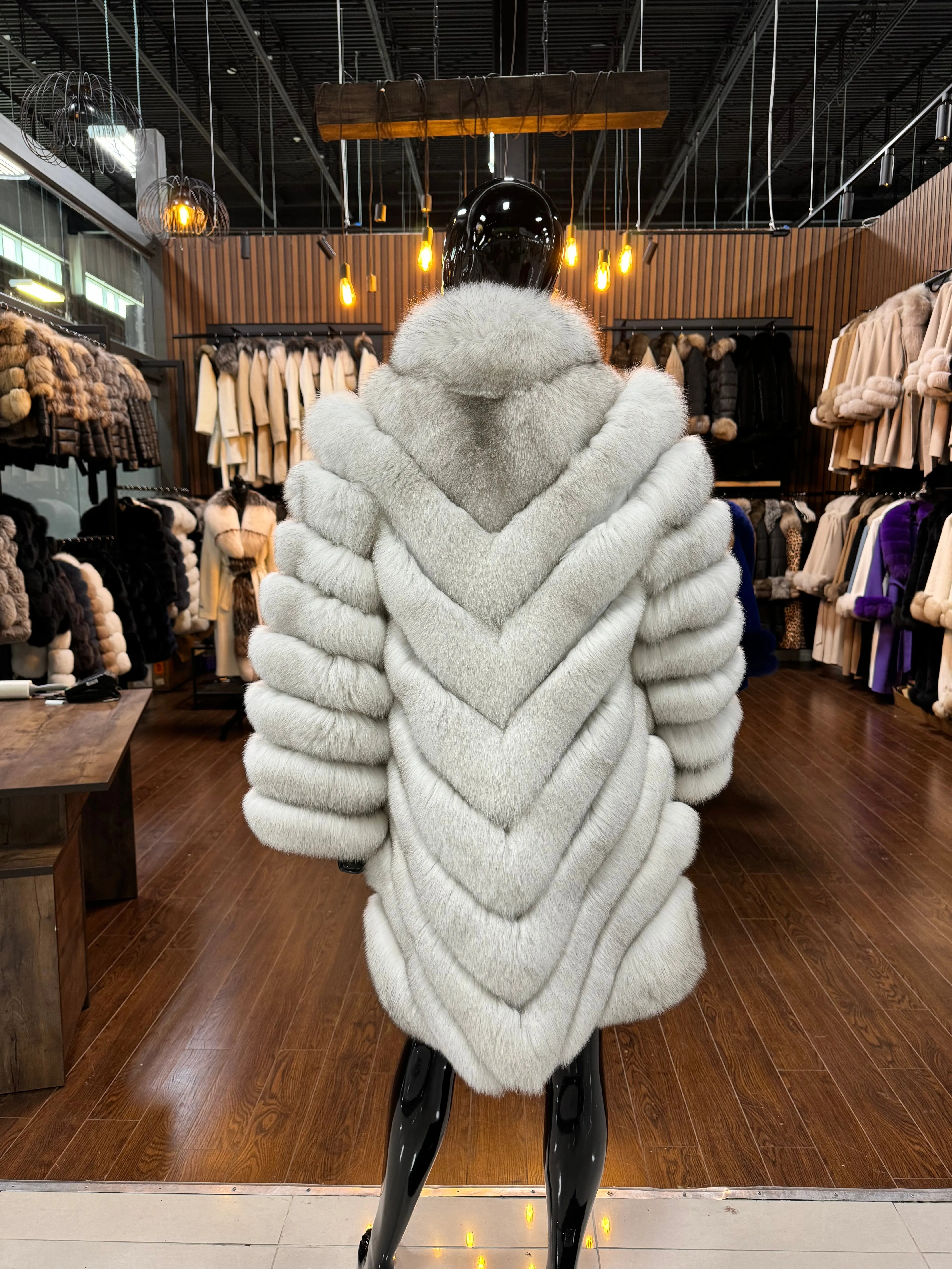 WHITE FOX FUR COAT-SKU 1021