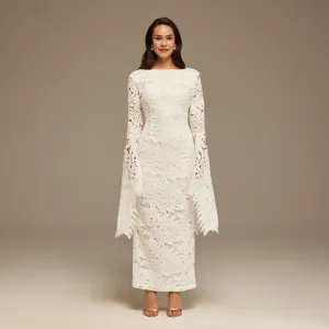 White Lace Long Sleeve Maxi Dress