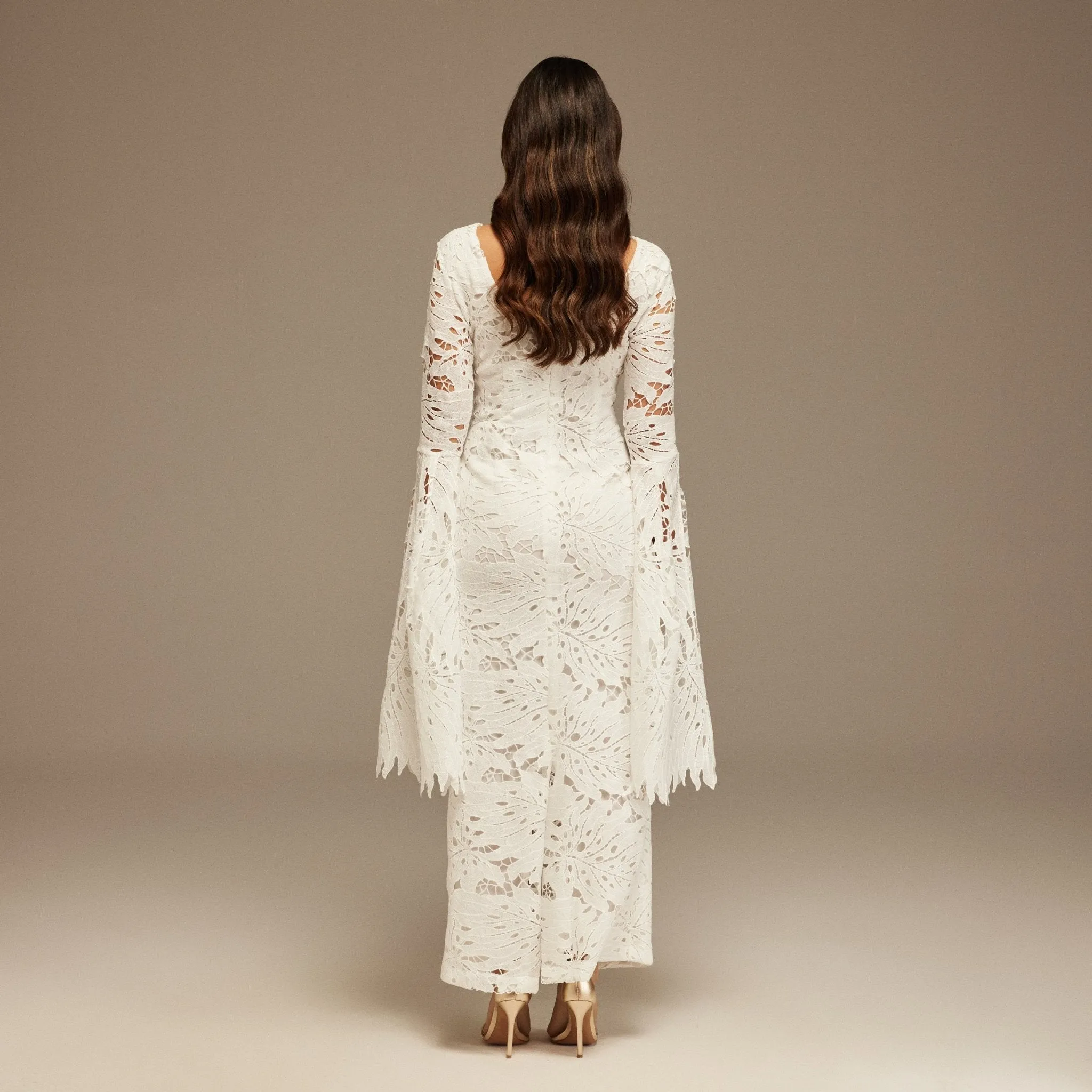 White Lace Long Sleeve Maxi Dress