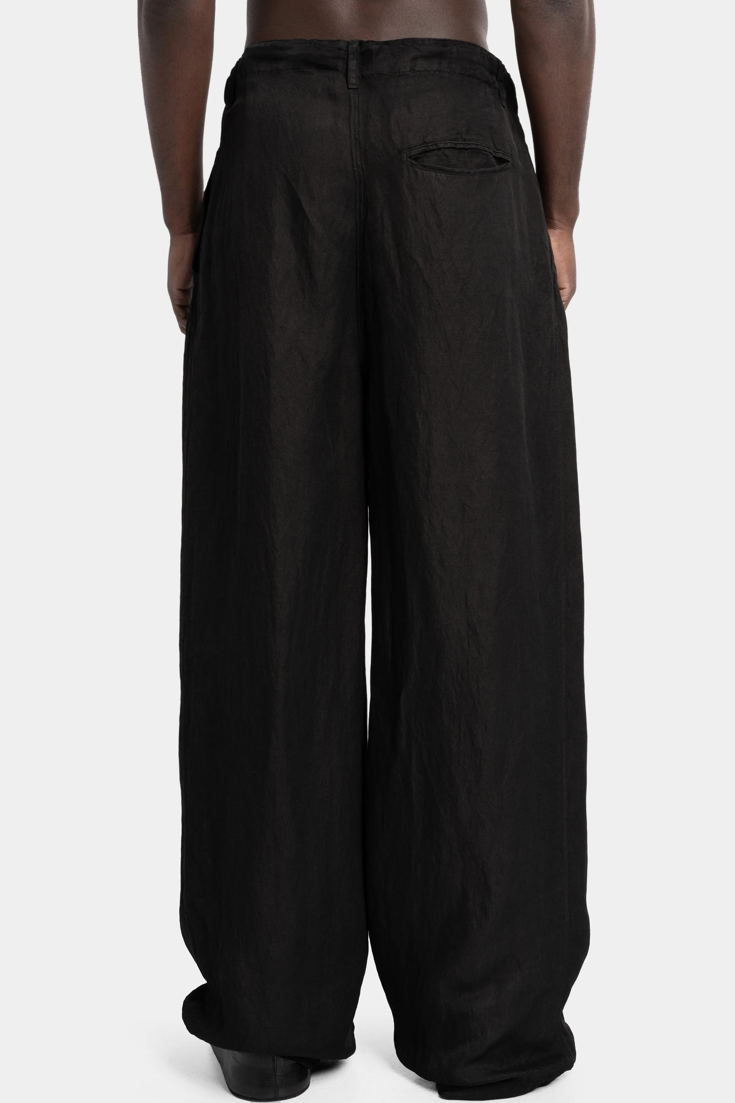 Wide pleated linen pants
