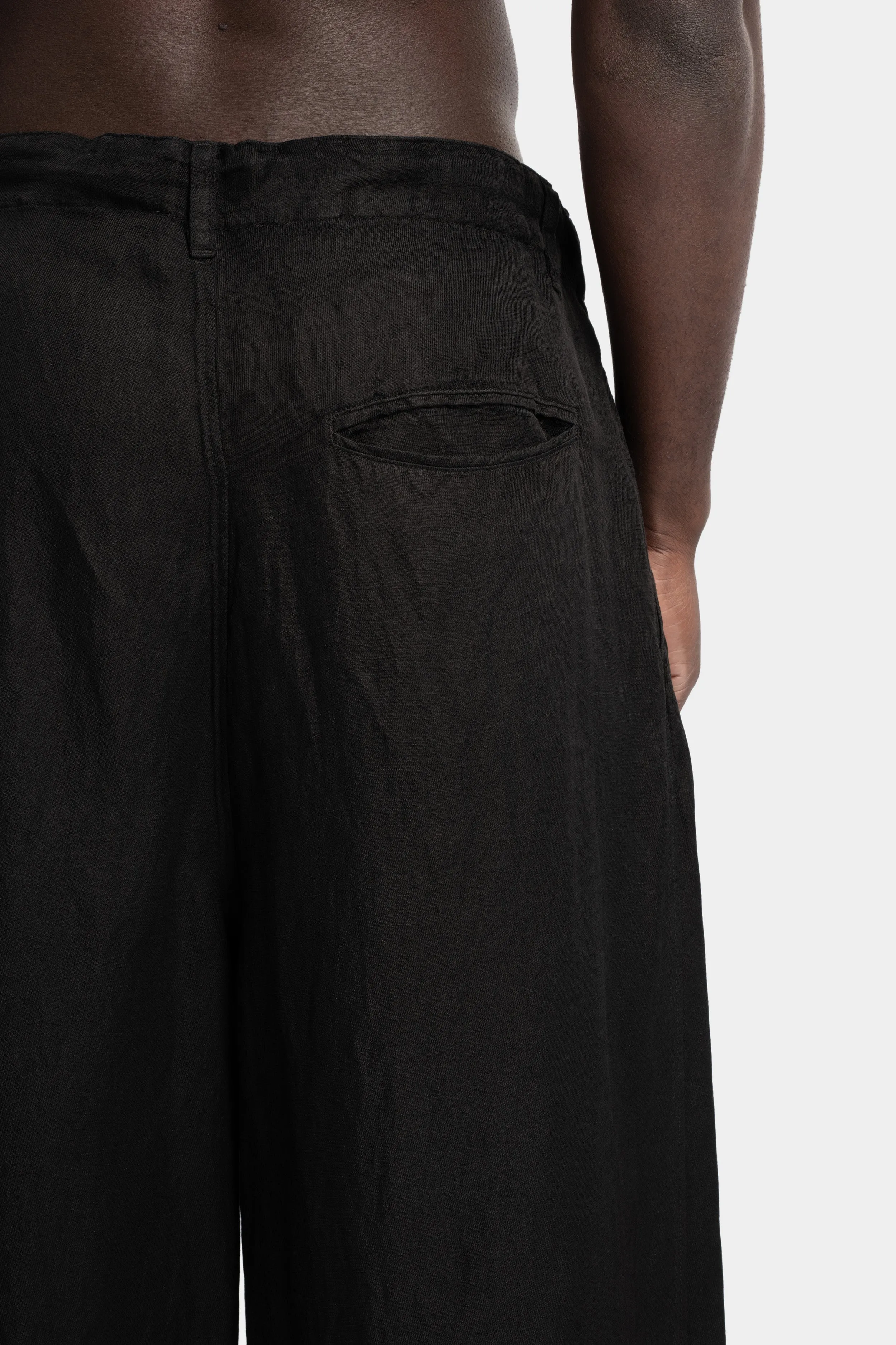 Wide pleated linen pants
