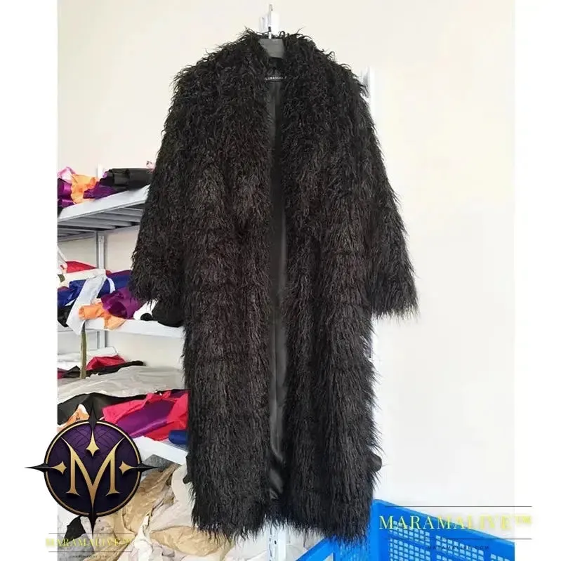 Women Imitation Sheep Faux Fur Long Coat Cardigan Thermal Loose Slim Fit Plush Coats Female Jacket Autumn Winter Furry Outerwear