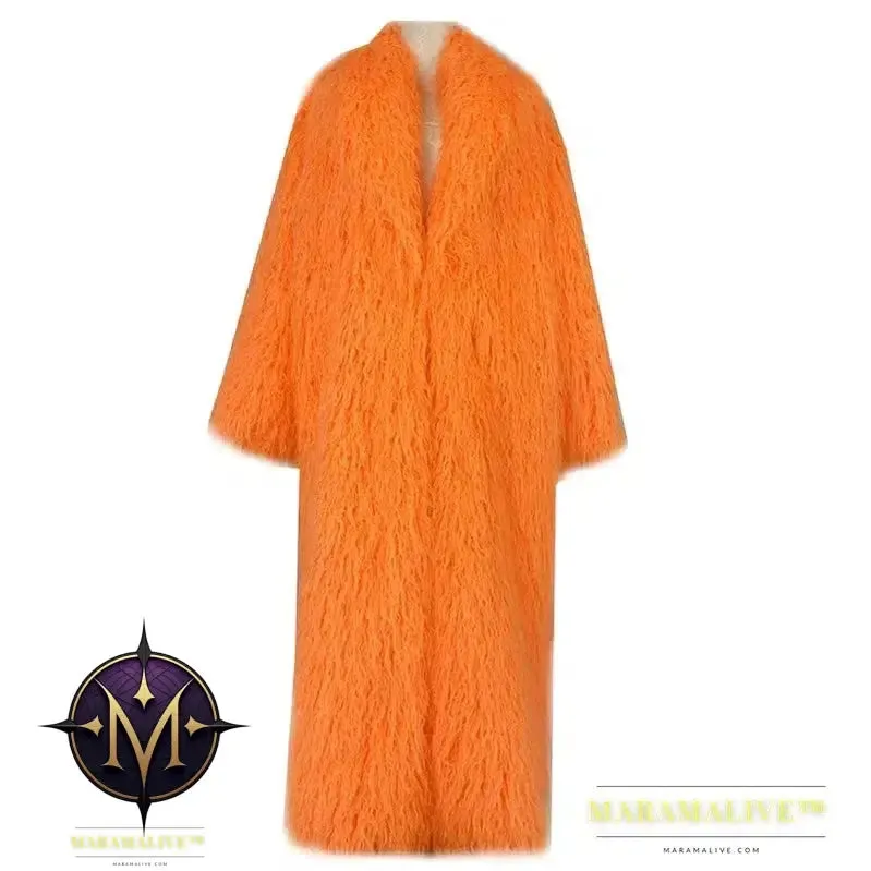 Women Imitation Sheep Faux Fur Long Coat Cardigan Thermal Loose Slim Fit Plush Coats Female Jacket Autumn Winter Furry Outerwear