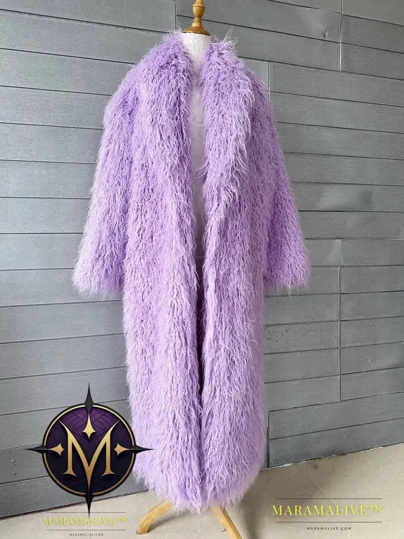 Women Imitation Sheep Faux Fur Long Coat Cardigan Thermal Loose Slim Fit Plush Coats Female Jacket Autumn Winter Furry Outerwear