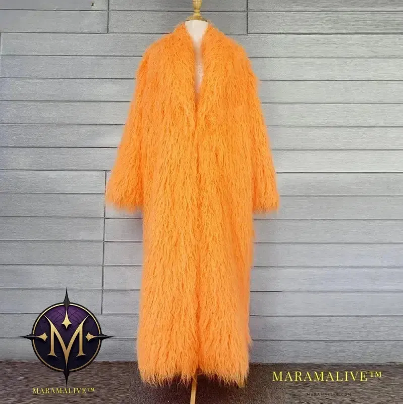Women Imitation Sheep Faux Fur Long Coat Cardigan Thermal Loose Slim Fit Plush Coats Female Jacket Autumn Winter Furry Outerwear