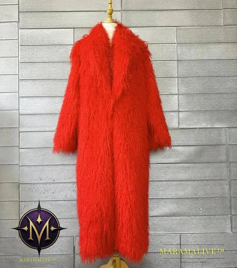 Women Imitation Sheep Faux Fur Long Coat Cardigan Thermal Loose Slim Fit Plush Coats Female Jacket Autumn Winter Furry Outerwear