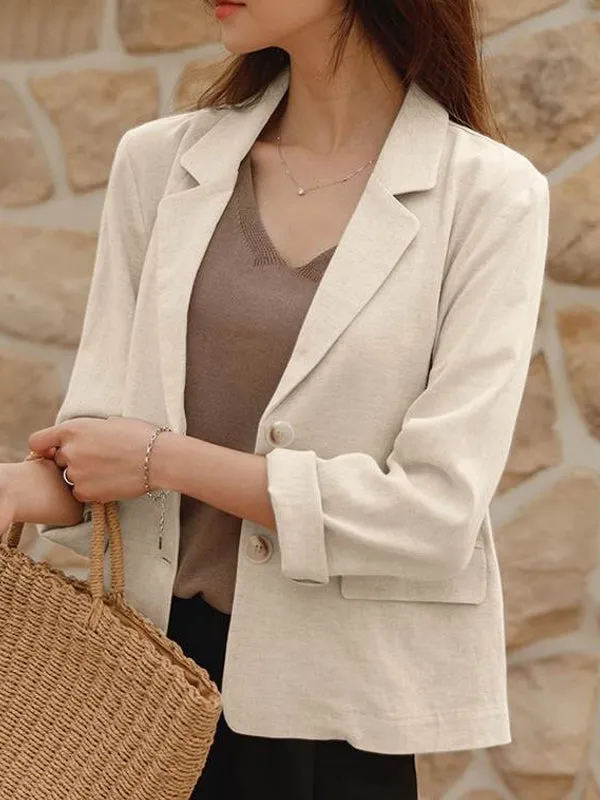 Women Work OL Blazer Full Sleeve Lapel Cotton Jackets