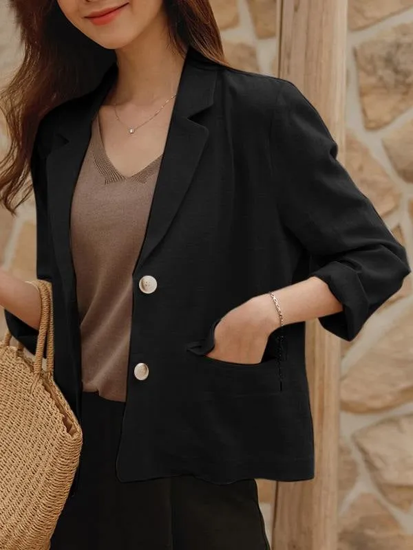 Women Work OL Blazer Full Sleeve Lapel Cotton Jackets