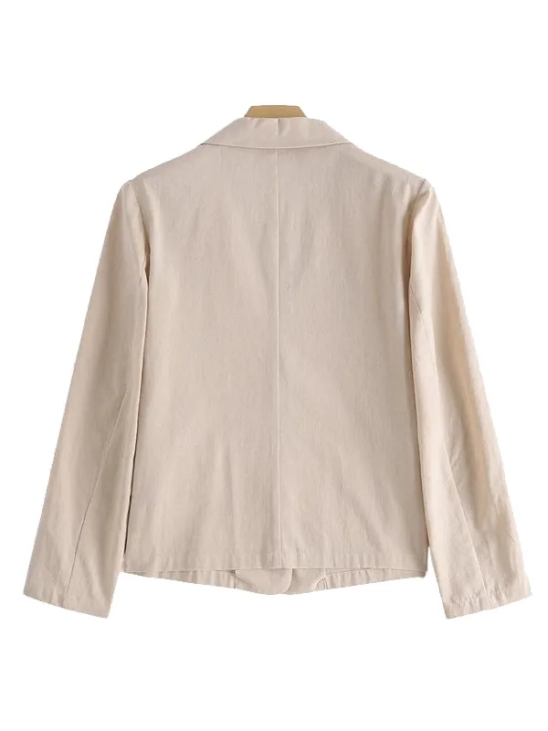 Women Work OL Blazer Full Sleeve Lapel Cotton Jackets