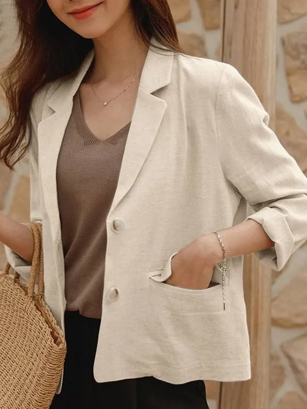Women Work OL Blazer Full Sleeve Lapel Cotton Jackets