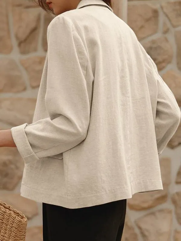 Women Work OL Blazer Full Sleeve Lapel Cotton Jackets