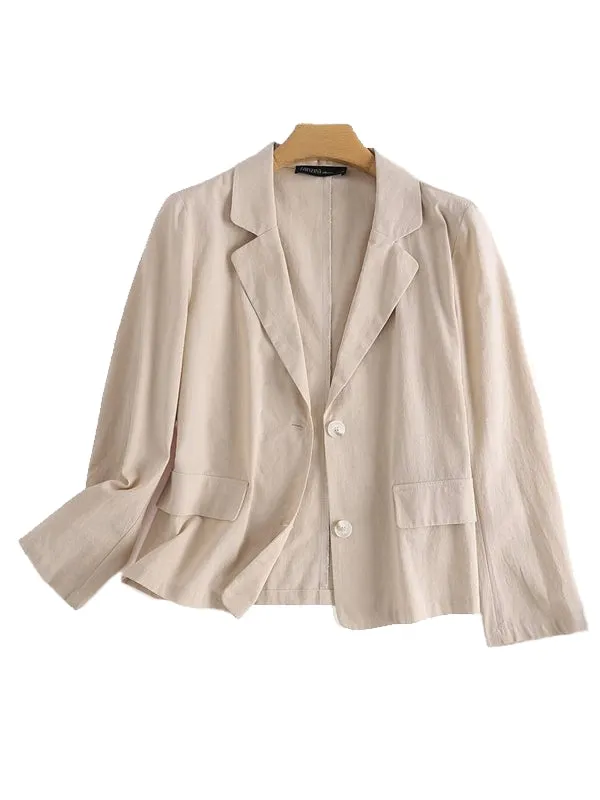 Women Work OL Blazer Full Sleeve Lapel Cotton Jackets