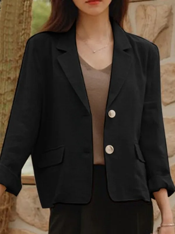 Women Work OL Blazer Full Sleeve Lapel Cotton Jackets